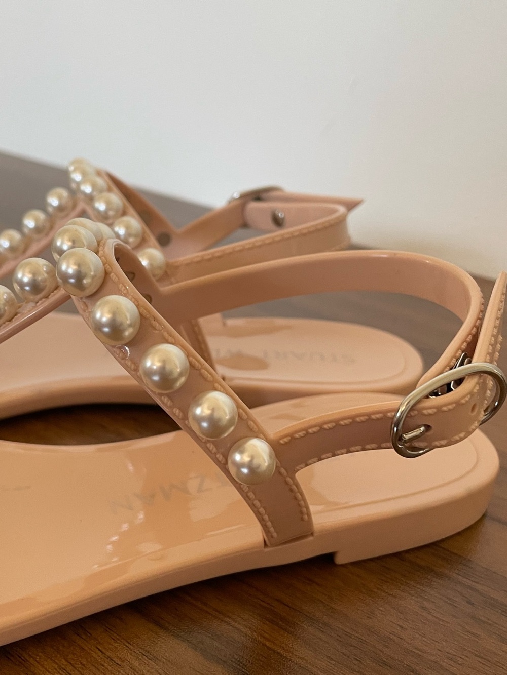STUART WEITZMAN Goldie Pearl Jelly Sandals Size 7 Nude Blush - Picture 5 of 15